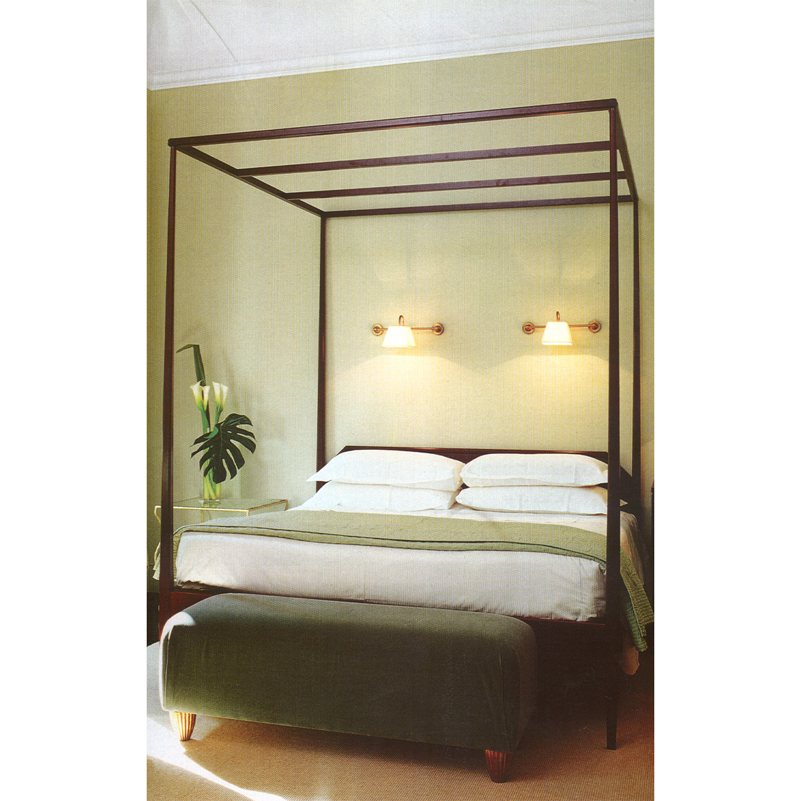 minimal four poster bed
