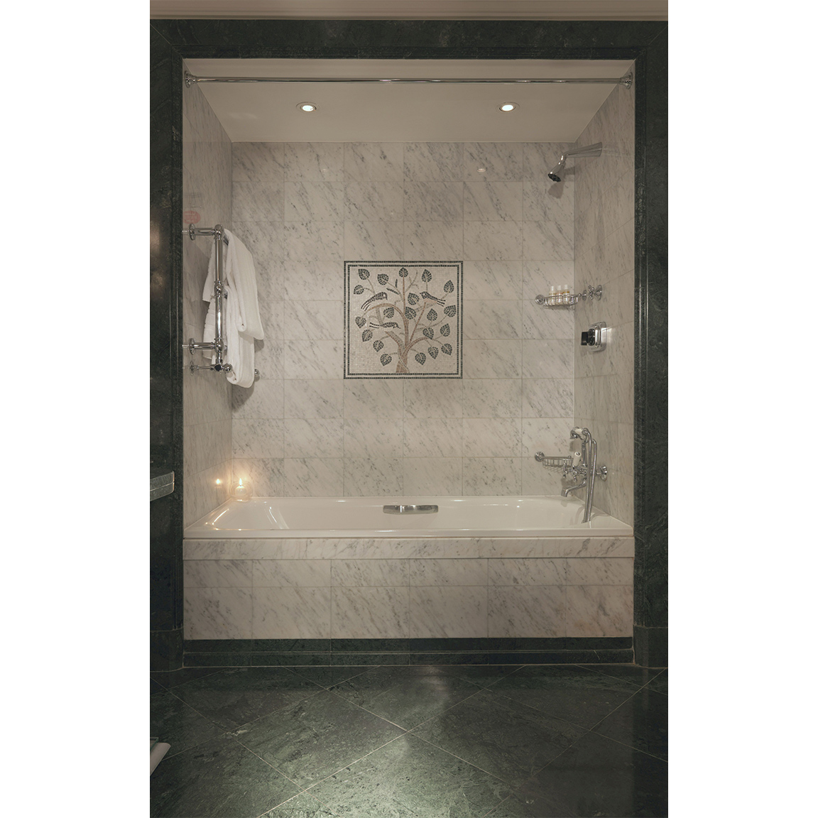 carrara marble mosaic bathroom