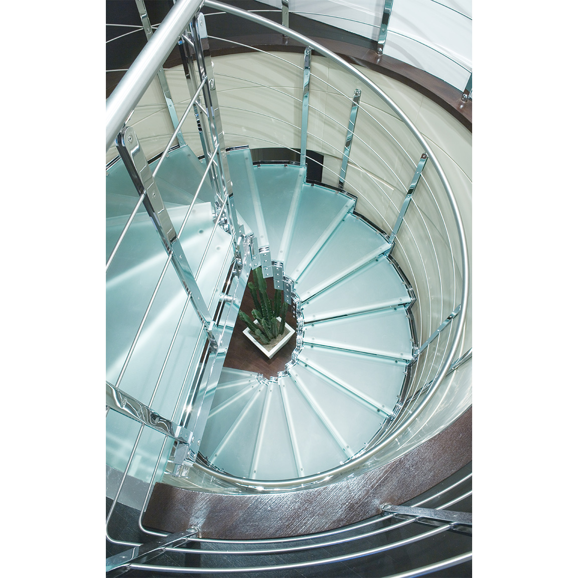satin glass spiral stairs